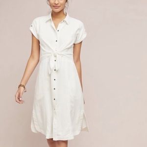 Anthropologie Maeve Elspeth White Shirt Dress with Tie - Size 2 Petite